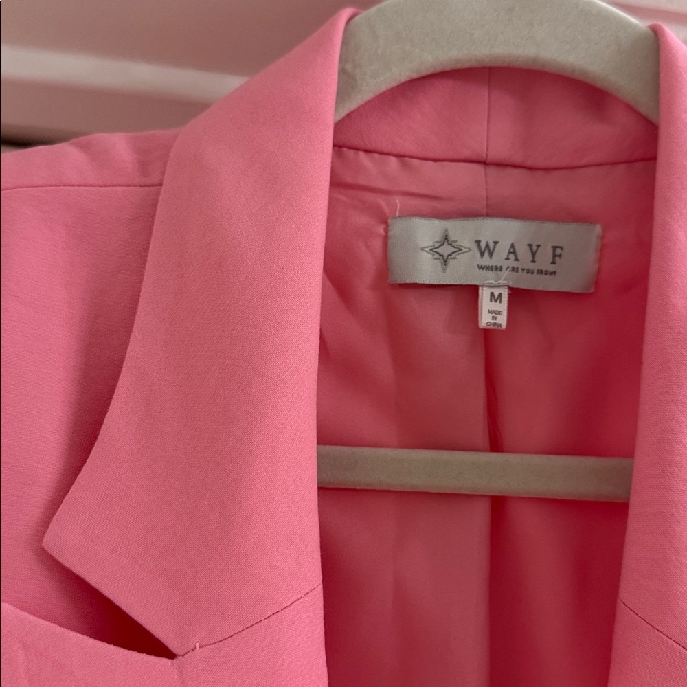 Wayf Pink Single-Button Notched-Lapel Blazer - Picture 3 of 3
